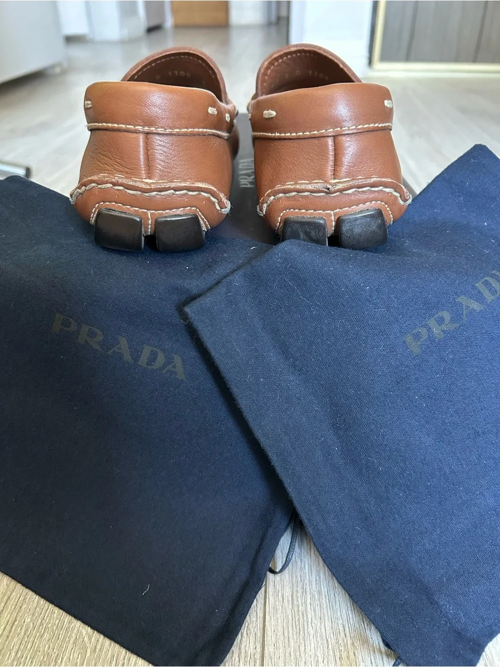 Rare Prada Men's Brown Leather Driving Loafers